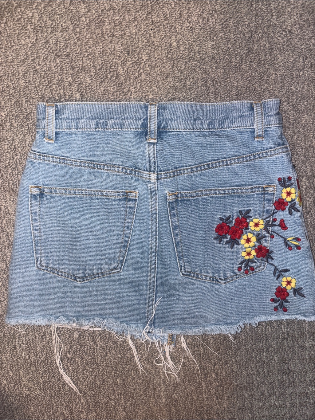 Golden By Tna Asymmetrical Embroidered Light Denim Skirt